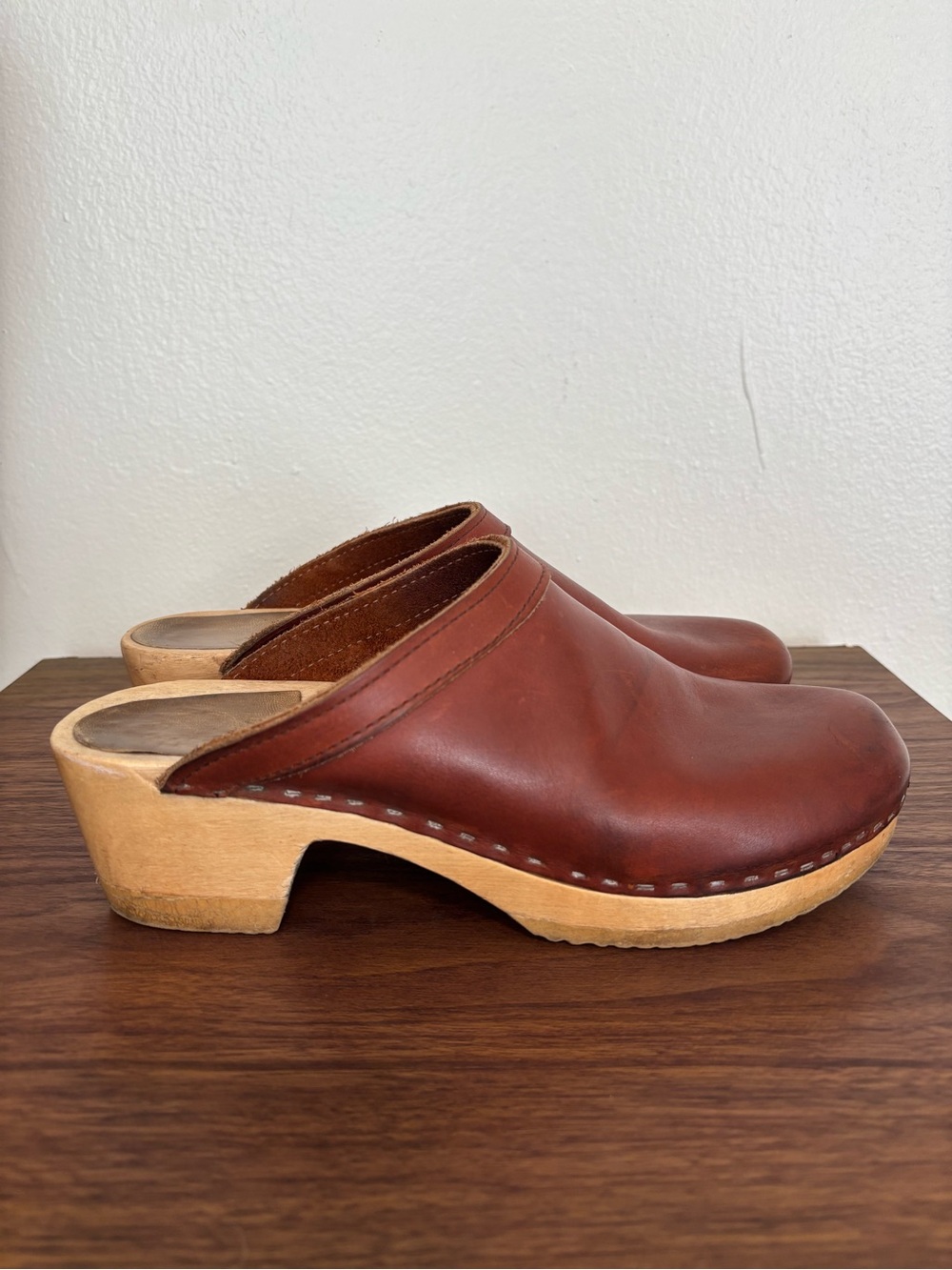 No. 6 Old School Clog on Mid Heel in Bourbon Size 41 10